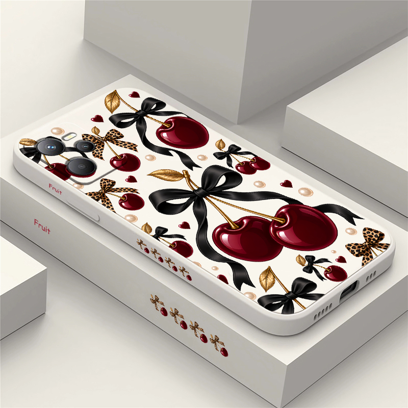 Oppo A78 - Telefoonhoesje met luipaardprint en kersenmotief voor