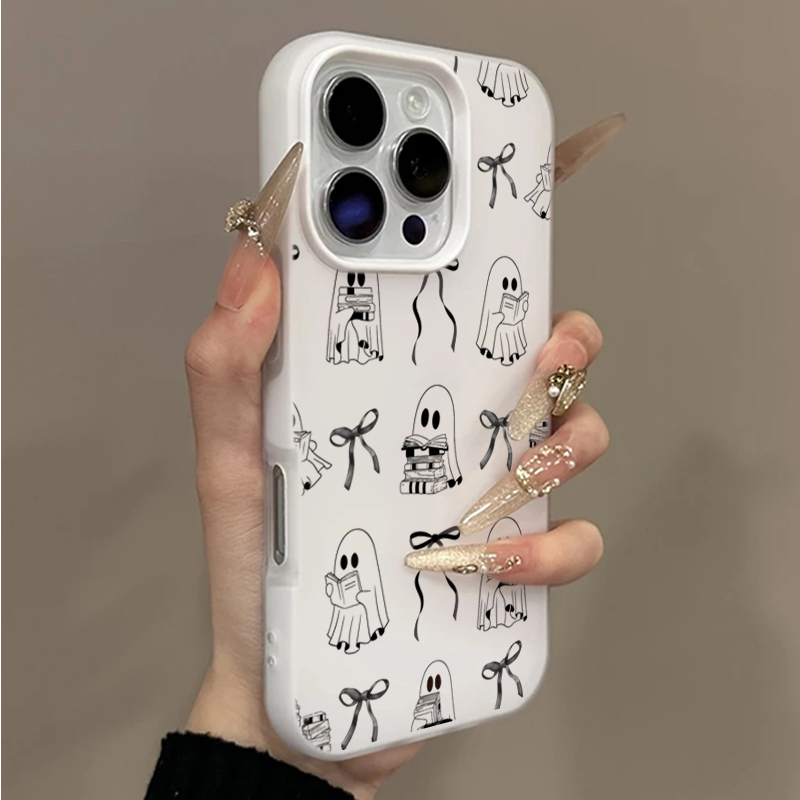Apple Iphone 16 - Schattig Halloween Boek Spook Strik Telefoonhoesje