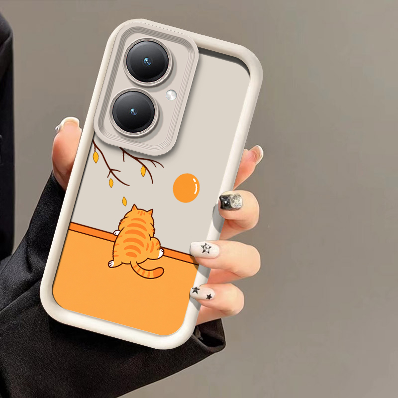 Vivo Y28 - Leuke, kleurrijke telefoonhoes met kattenmotief voor