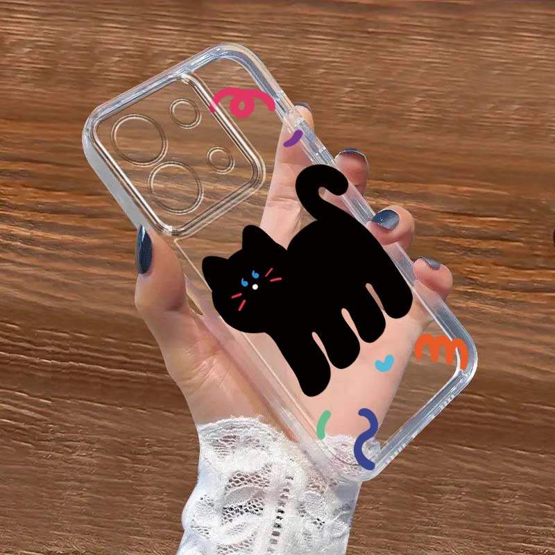 Xiaomi Redmi Note 13 - Zwarte Kat Cartoon Schattig Voor Xiaomi